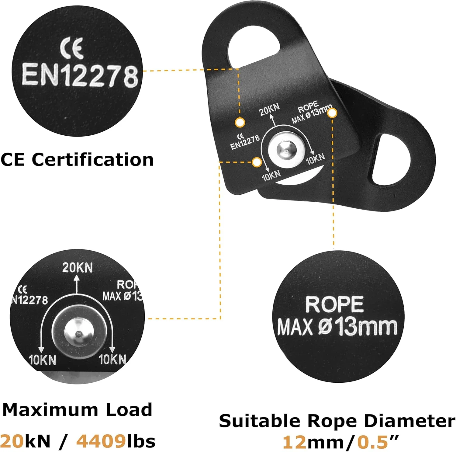 قرقره آلومینیومی میکرو YAPJEB با ظرفیت 20kN و قطر 8-12 میلیمتر، قرقره تک چرخان با صفحات جانبی متحرک برای کار درختی، تجهیزات زیپلاین حیاط خلوت قرقره آلومینیومی میکرو YAPJEB با ظرفیت 20kN و قطر 8-12 میلیمتر، قرقره تک چرخان با صفحات جانبی متحرک برای کار درختی، تجهیزات زیپلاین حیاط خلوت