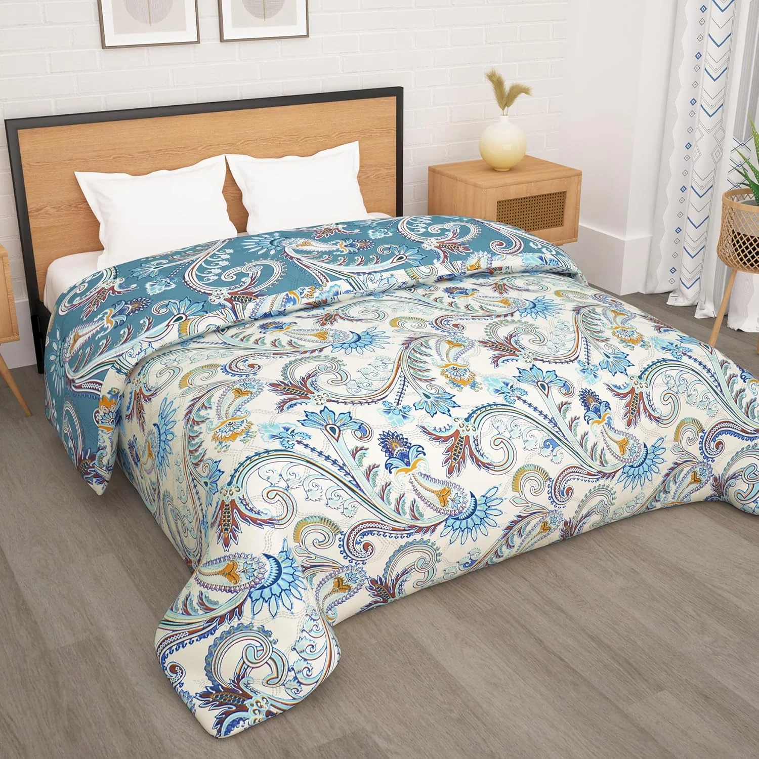 لحاف/روتختی/کاور لحاف دو نفره Story@Home، 1 لحاف دو نفره برگشت پذیر فیوژن |180 GSM| گلدار آبی دودی| 220 سانتی متر در 250 سانتی متر لحاف/روتختی/کاور لحاف دو نفره Story@Home، 1 لحاف دو نفره برگشت پذیر فیوژن |180 GSM| گلدار آبی دودی| 220 سانتی متر در 250 سانتی متر