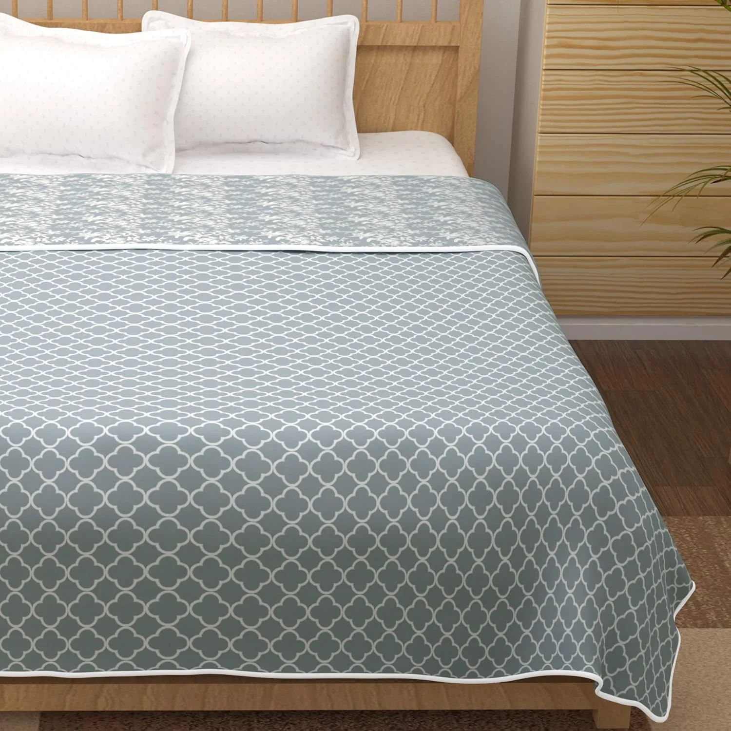 لحاف دو نفره سبک وزن، مناسب تهویه مطبوع، پتوی زمستانی، لحاف فوق العاده نرم تمام فصل، 225 × 240 سانتی متر، خاکستری Story@Home 100% پنبه ای دو رو