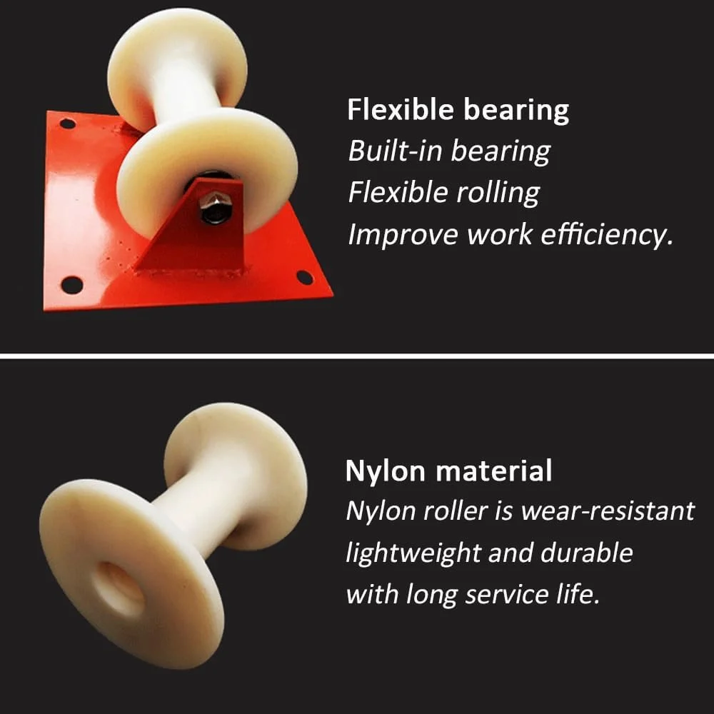 قرقره تخت ZCBYBT با چرخ نایلونی و براکت فولادی ضخیم شده، راهنمای کابل/لوله کاهش اصطکاک برای مسیریابی روان در تاسیسات صنعتی
