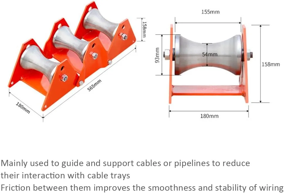 راهنمای کابل/لوله سه قرقره ای سنگین ZCBYBT برای مسیریابی بدون اصطکاک، پایداری در کانال کشی/نصب صنعتی