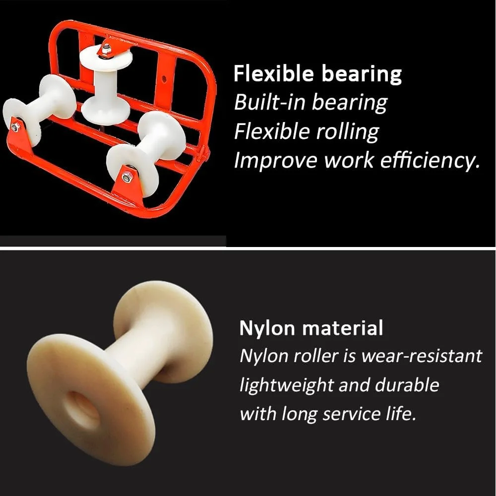 قرقره گوشه سه چرخ ZCBYBT با غلتک های نایلونی و براکت فولادی، تنظیم زاویه 90 درجه برای مسیریابی کابل/لوله در محیط های صنعتی/ساختمانی