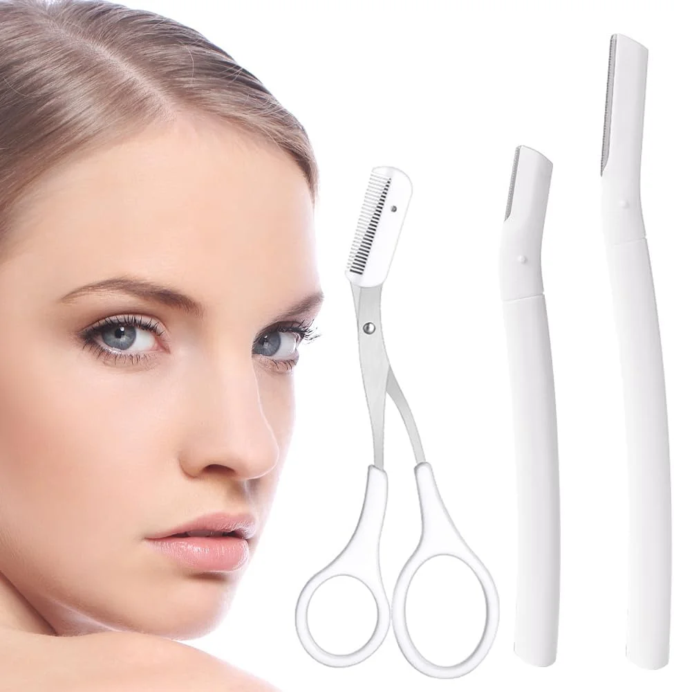 ست ابزار حالت دهی ابرو Wnddle، قیچی ابرو، قیچی ابرو با شانه کوچک، شانه کمکی ابرو، حالت دهنده ابرو، موبر، قیچی اصلاح، ابزار زیبایی برای آقایان و بانوان، بسته 3 عددی