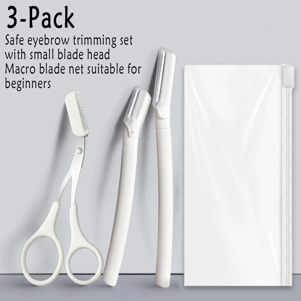 ست ابزار حالت دهی ابرو Wnddle، قیچی ابرو، قیچی ابرو با شانه کوچک، شانه کمکی ابرو، حالت دهنده ابرو، موبر، قیچی اصلاح، ابزار زیبایی برای آقایان و بانوان، بسته 3 عددی