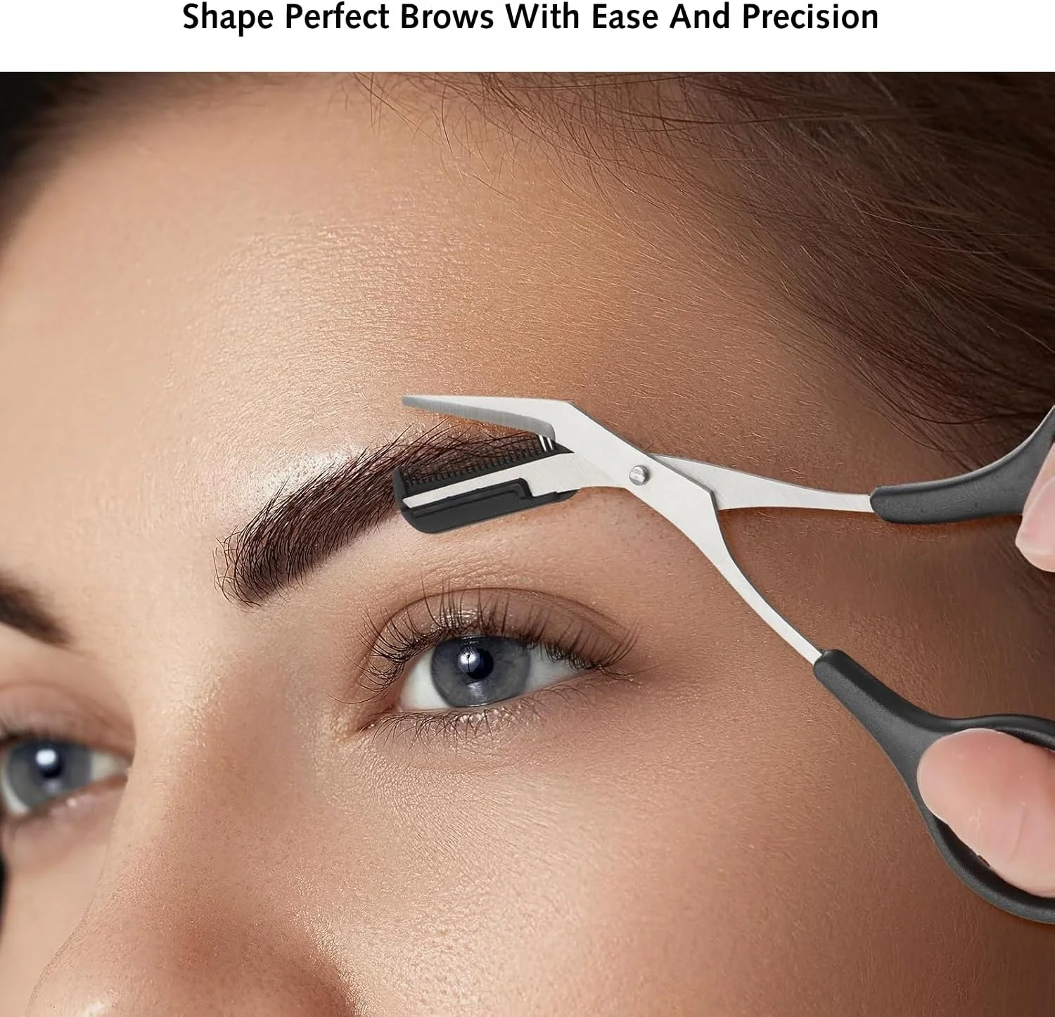 قیچی اصلاح ابرو ارتقا یافته - قیچی اصلاح دقیق حرفه ای برای ابرو یا مژه - ابزار زیبایی با شانه برای زنان یا مردان