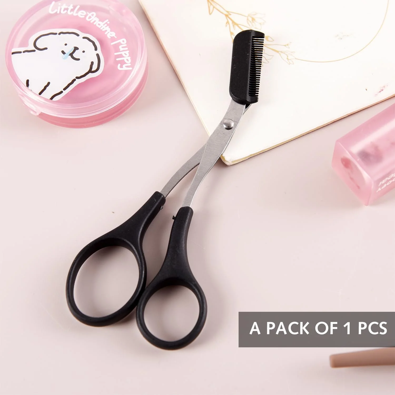 قیچی اصلاح ابرو ارتقا یافته - قیچی اصلاح دقیق حرفه ای برای ابرو یا مژه - ابزار زیبایی با شانه برای زنان یا مردان