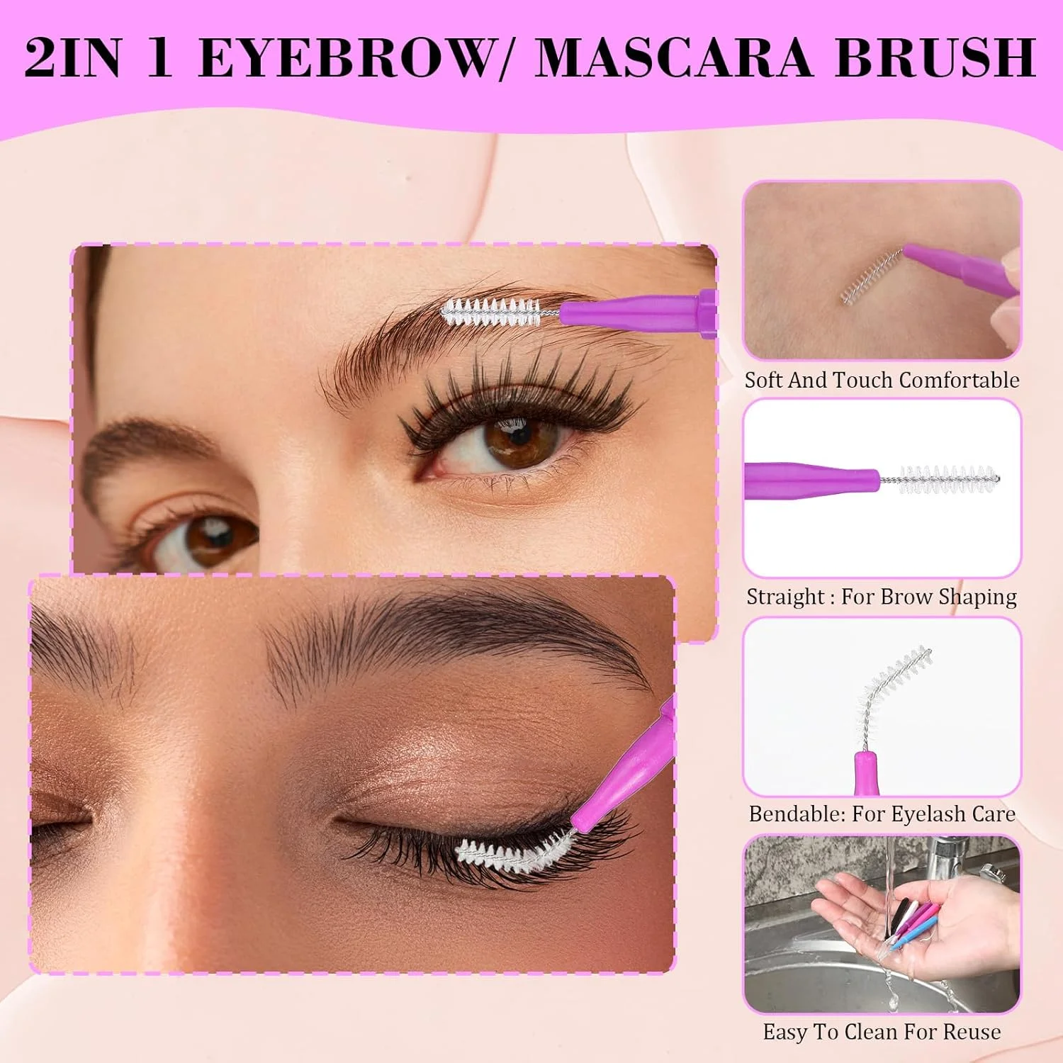 100 عدد برس ابرو میکرو با درپوش، ابزارهای چند منظوره لمینت ابرو، مینی اسپولی قابل حمل برای ابزار اکستنشن مژه و ابرو (5 رنگ) 100 عدد برس ابرو میکرو با درپوش، ابزارهای چند منظوره لمینت ابرو، مینی اسپولی قابل حمل برای ابزار اکستنشن مژه و ابرو (5 رنگ)