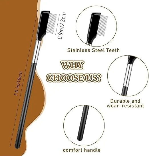 ۲ عدد شانه مژه، برس جداکننده مژه مشکی حرفه ای، ابزار جداکننده مژه، برس ابرو و ماسکارا، ابزار حرفه ای آرایش چشم