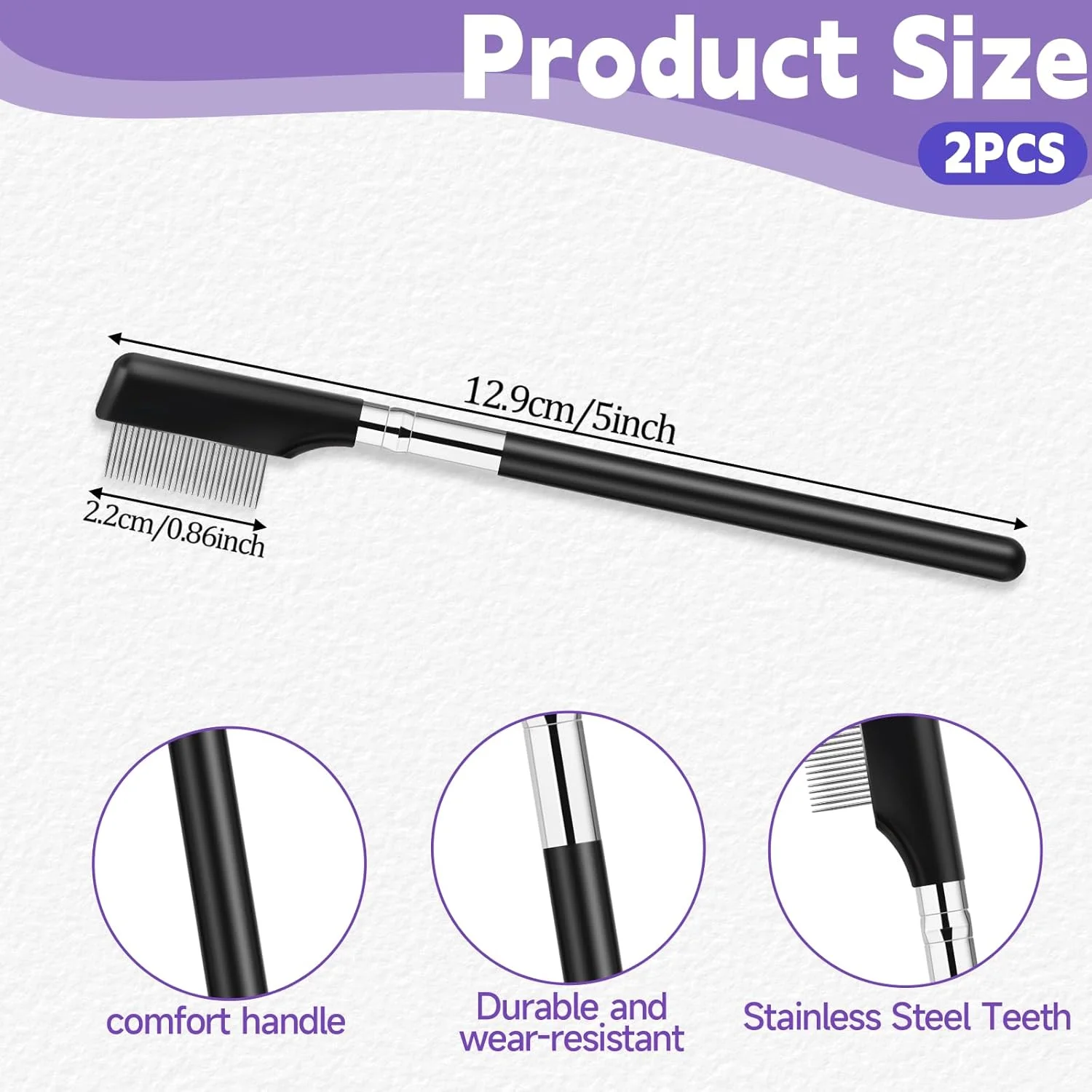 2 عدد برس ابرو فلزی، برس ابرو شانه جداکننده مژه ابزار جداکننده مژه برس ابرو حرفه ای ابزار حالت دهنده ابرو با دندانه های فلزی ابزار برس آرایشی برای زنان (مشکی) 2 عدد برس ابرو فلزی، برس ابرو شانه جداکننده مژه ابزار جداکننده مژه برس ابرو حرفه ای ابزار حالت دهنده ابرو با دندانه های فلزی ابزار برس آرایشی برای زنان (مشکی)