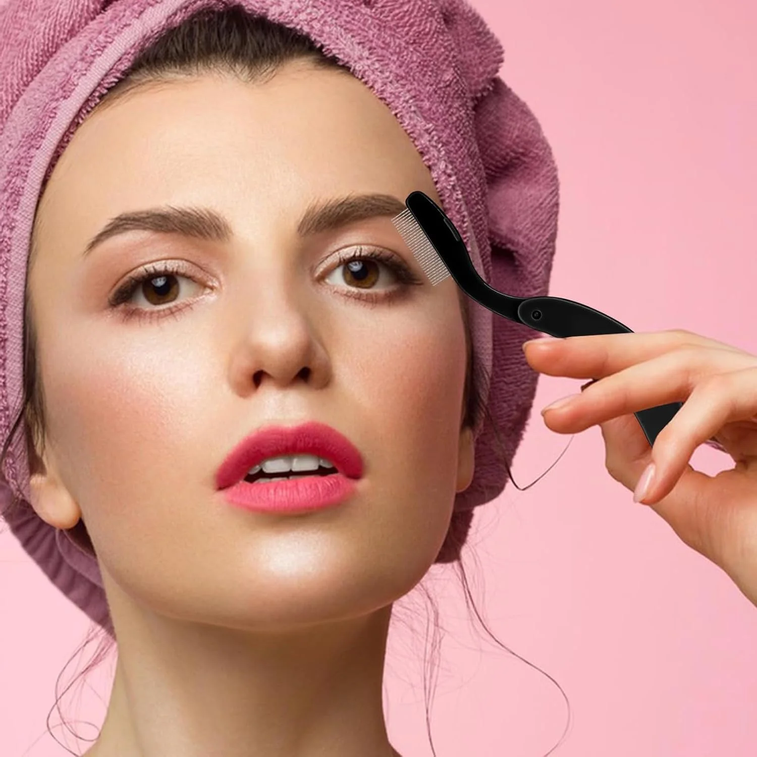 برس مژه تاشو 2 عددی، برس مراقبت از مژه، ابزار جدا کننده مژه، برس آرایشی تاشو برای لوازم آرایش (مشکی و صورتی) برس مژه تاشو 2 عددی، برس مراقبت از مژه، ابزار جدا کننده مژه، برس آرایشی تاشو برای لوازم آرایش (مشکی و صورتی)