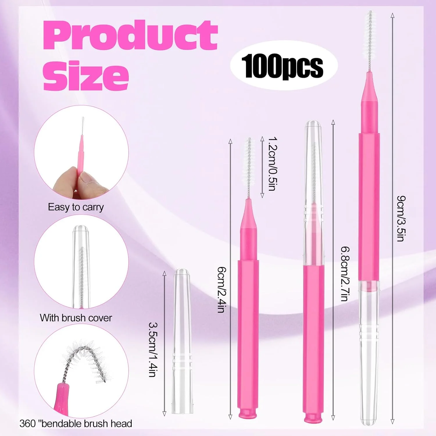 100 عدد برس ابرو با درپوش، برس چند منظوره صورتی برای لمینت ابرو، برس های رنگ ابرو، برس های میکرو ابرو برای ابزار اکستنشن مژه و ابرو 100 عدد برس ابرو با درپوش، برس چند منظوره صورتی برای لمینت ابرو، برس های رنگ ابرو، برس های میکرو ابرو برای ابزار اکستنشن مژه و ابرو