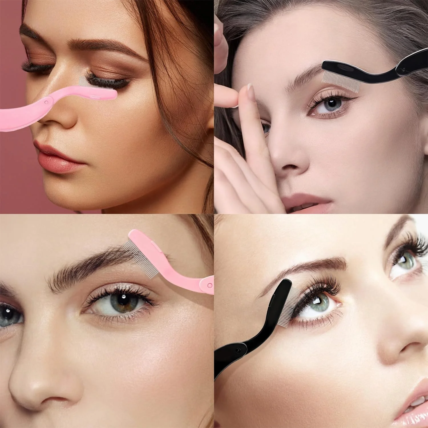 برس مژه تاشو 2 عددی، برس مراقبت از مژه، ابزار جدا کننده مژه، برس آرایشی تاشو برای لوازم آرایش (مشکی و صورتی) برس مژه تاشو 2 عددی، برس مراقبت از مژه، ابزار جدا کننده مژه، برس آرایشی تاشو برای لوازم آرایش (مشکی و صورتی)