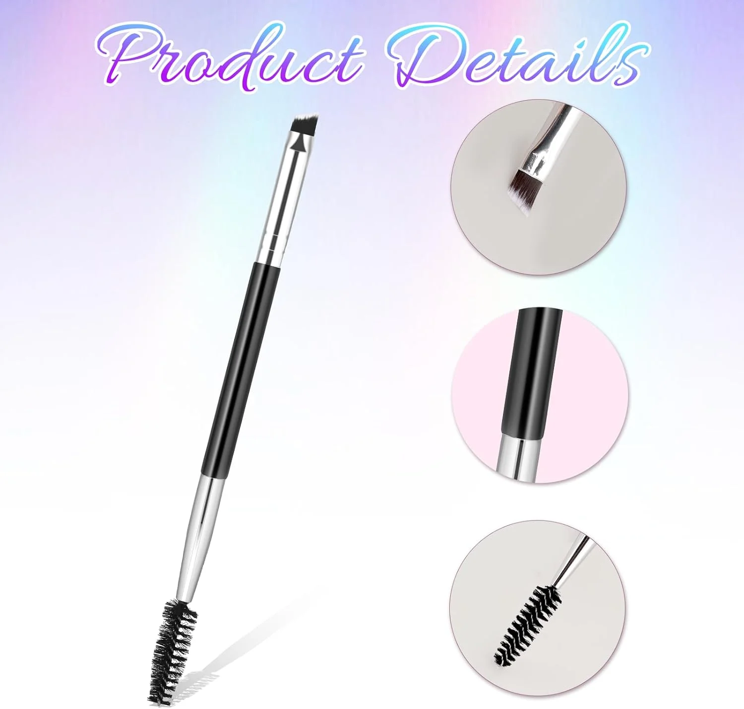 ست 12 عددی برس ابرو زاویه دار و برس اسپولی، برس ابرو دو طرفه چند منظوره برای حالت دادن و پر کردن ابروها، شانه مژه، ابزار برس ابرو برای ترکیب و رنگ کردن