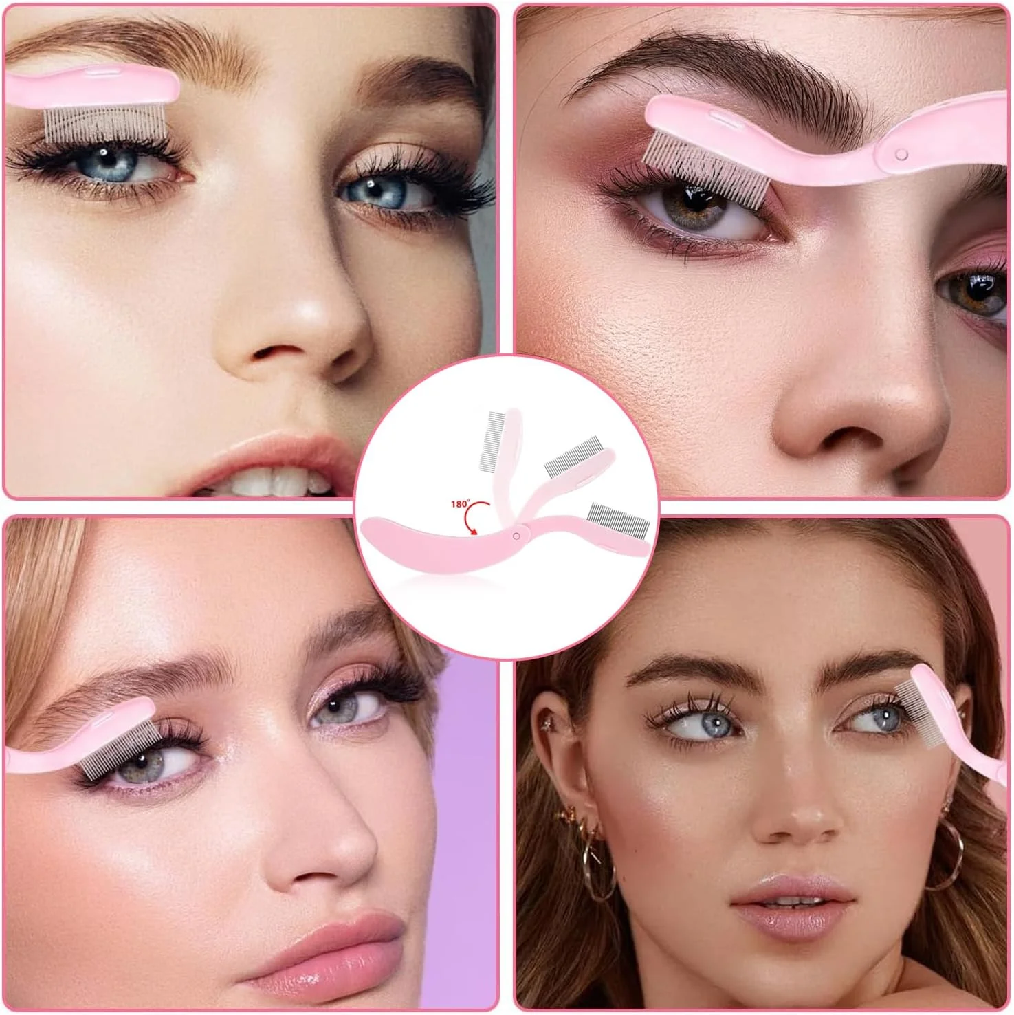برس مژه تاشو 2 عددی، برس مراقبت از مژه، ابزار جدا کننده مژه، برس آرایشی تاشو برای لوازم آرایش (مشکی و صورتی) برس مژه تاشو 2 عددی، برس مراقبت از مژه، ابزار جدا کننده مژه، برس آرایشی تاشو برای لوازم آرایش (مشکی و صورتی)