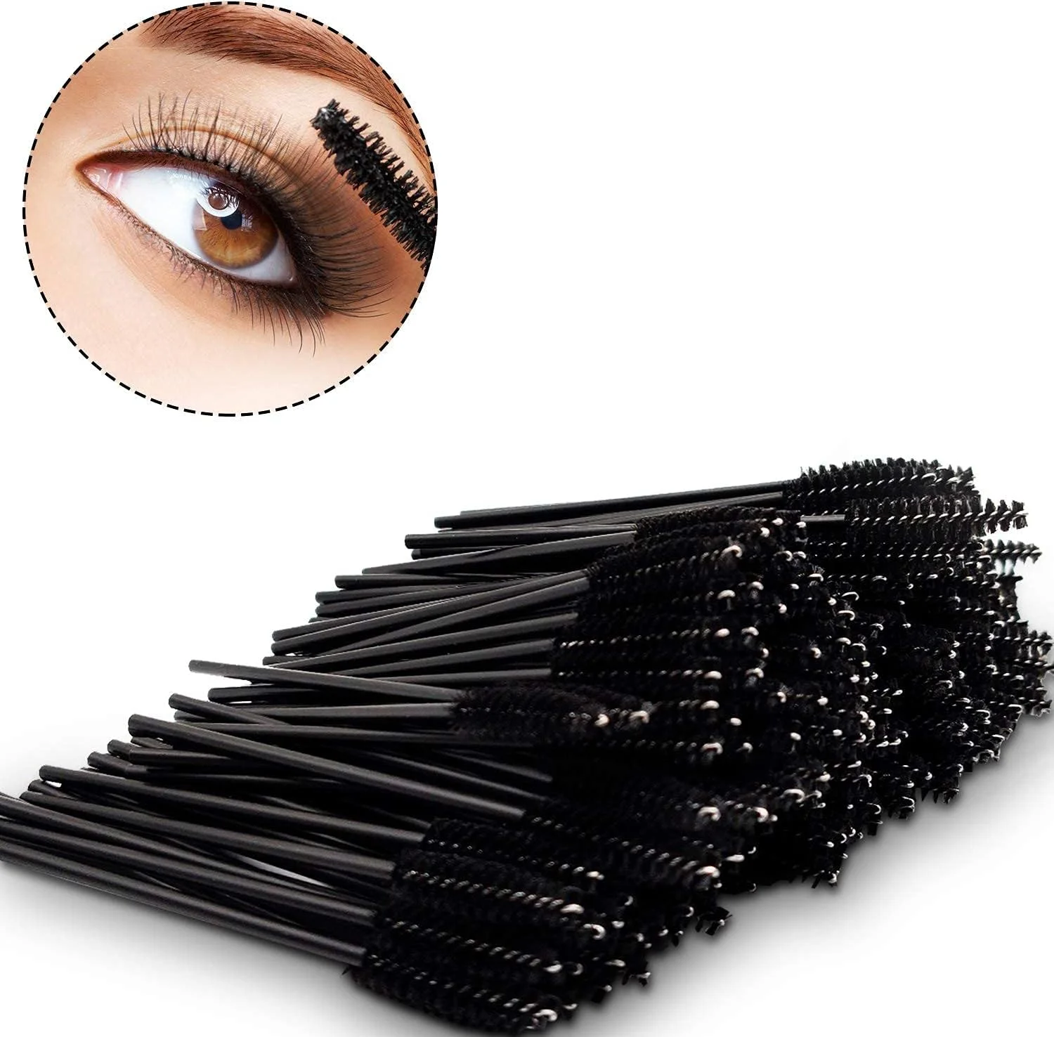 برس مژه یکبار مصرف 50 عددی، برس های ریمل برس های آرایشی برای اکستنشن مژه و برس ابرو