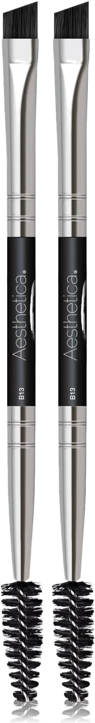براش ابرو دو طرفه سری حرفه ای Aesthetica - طراحی دوتایی امکان استفاده دقیق از پودرها، وکس ها و ژل های ابرو را فراهم می کند و محصول را به طور یکنواخت برای ظاهری طبیعی ترکیب می کند - 100% گیاهی و بدون تست حیوانی براش ابرو دو طرفه سری حرفه ای Aesthetica - طراحی دوتایی امکان استفاده دقیق از پودرها، وکس ها و ژل های ابرو را فراهم می کند و محصول را به طور یکنواخت برای ظاهری طبیعی ترکیب می کند - 100% گیاهی و بدون تست حیوانی