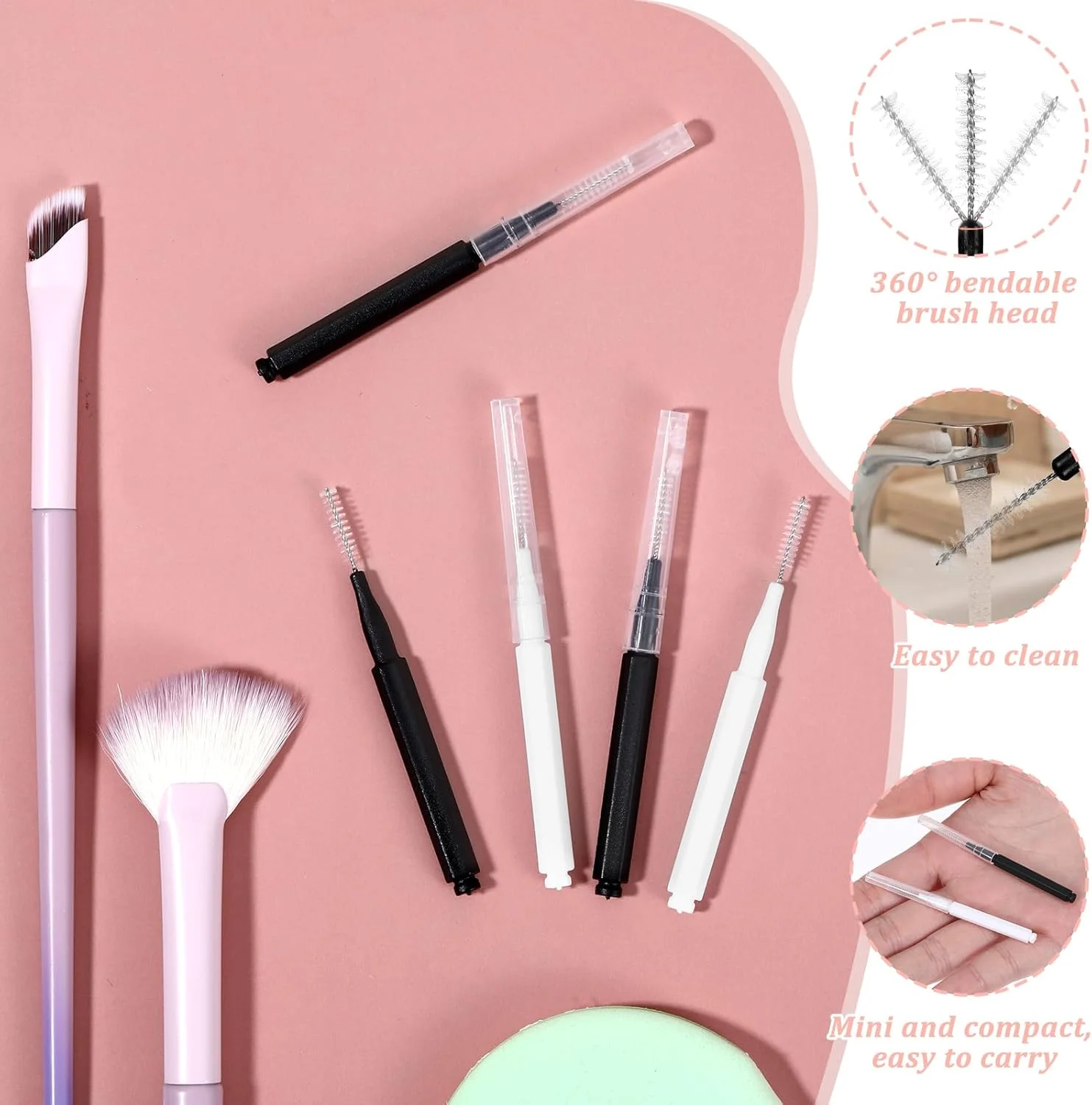 60 عدد برس ابرو میکرو با درپوش، برس لمینت ابرو، برس ابرو با درپوش، برس اسپولی ابرو، اسپولی مینی قابل حمل برای اکستنشن ابرو و مژه (مشکی، سفید) 60 عدد برس ابرو میکرو با درپوش، برس لمینت ابرو، برس ابرو با درپوش، برس اسپولی ابرو، اسپولی مینی قابل حمل برای اکستنشن ابرو و مژه (مشکی، سفید)