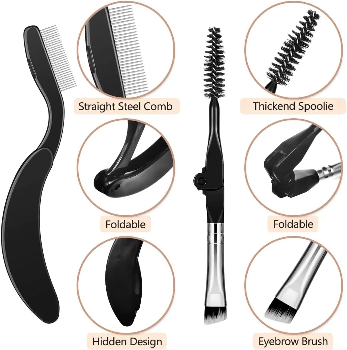 ست برس آرایشی تاشو 4 در 1 ابرو و مژه Azonee، شانه استیل ضد زنگ، شانه جداکننده مژه، برس ابرو زاویه دار، برس اسپولی به همراه کیف نگهداری برای ابزارهای آرایش خانگی یا مسافرتی ست برس آرایشی تاشو 4 در 1 ابرو و مژه Azonee، شانه استیل ضد زنگ، شانه جداکننده مژه، برس ابرو زاویه دار، برس اسپولی به همراه کیف نگهداری برای ابزارهای آرایش خانگی یا مسافرتی