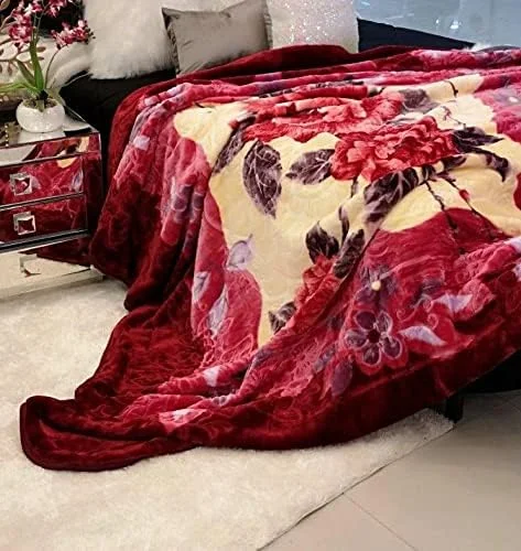 پتو مینک کره‌ای فوق‌العاده نرم و لوکس OMAJA HOME، طرح برجسته، بسیار گرم، مناسب فصل زمستان، یک نفره، دولایه - (سایز 152x228 سانتی‌متر، چند رنگ 1)