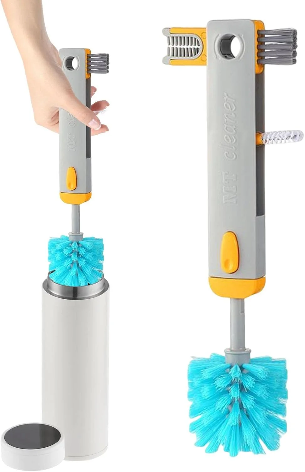 برس تمیز کننده شکاف بطری - برس شستشوی 4 در 1 فنجان | برس تمیز کننده شیار بطری برای لیوان ها، لیوان شراب، فنجان ها، لیوان های قهوه، بطری های شیر