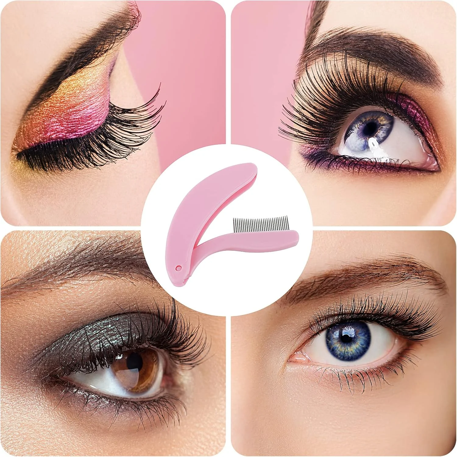 شانه مژه Cobee، برس مژه با طراحی کمانی به همراه شانه مژه تاشو، برس ابرو با پوشش شانه، ابزار جداکننده مژه، برس تمیز کننده شانه، ابزار حرفه ای برای حالت دادن به مژه و ابرو، بسته 2 عددی