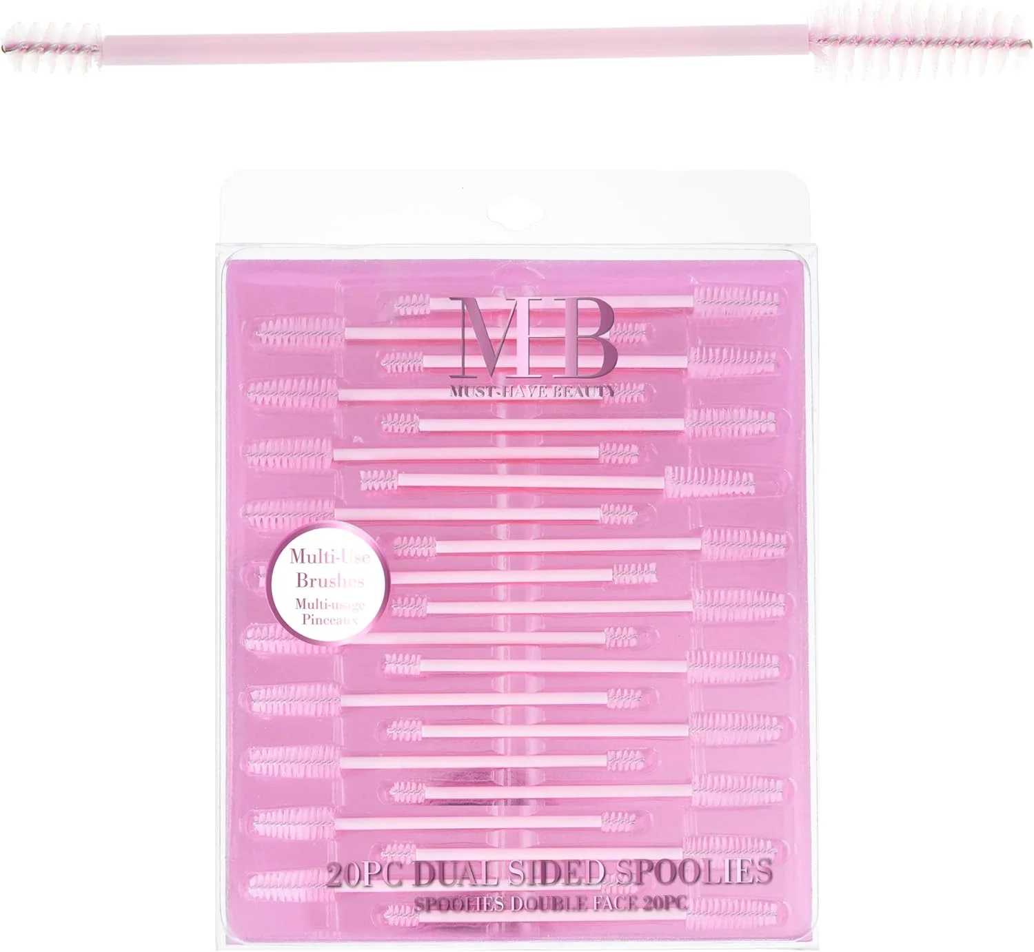 ست برس دو طرفه 20 عددی Expressions - برس ابرو صورتی و برس مژه برای آراستگی چند منظوره، بسته مقرون به صرفه برس مژه و ابرو