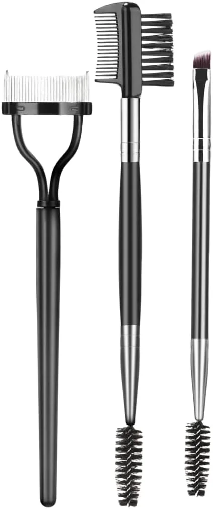 ست برس ابرو و جداکننده مژه - 3 تکه شامل شانه مژه، جداکننده مژه و برس ابرو برای حالت دادن به ابرو و مرتب کردن مژه | ست ابزار آرایش چشم (3 تکه)