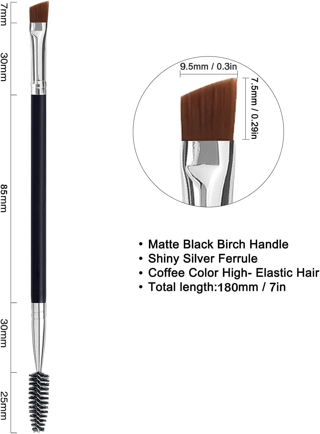 برس ابرو، برس ابروی زاویه دار و برس اسپولی، ابزار برس ابرو شانه مژه (1 عدد)