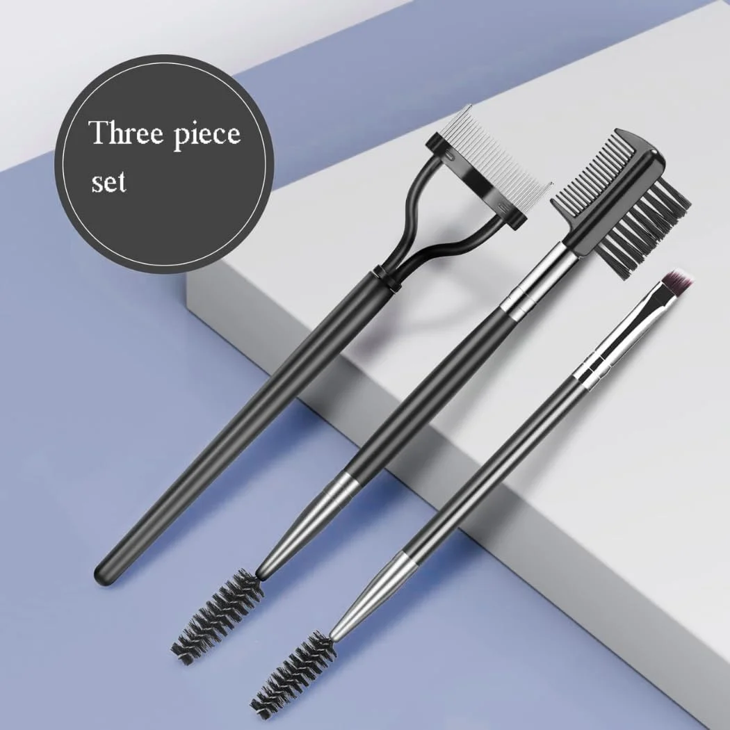 ست برس ابرو و جداکننده مژه - 3 تکه شامل شانه مژه، جداکننده مژه و برس ابرو برای حالت دادن به ابرو و مرتب کردن مژه | ست ابزار آرایش چشم (3 تکه)