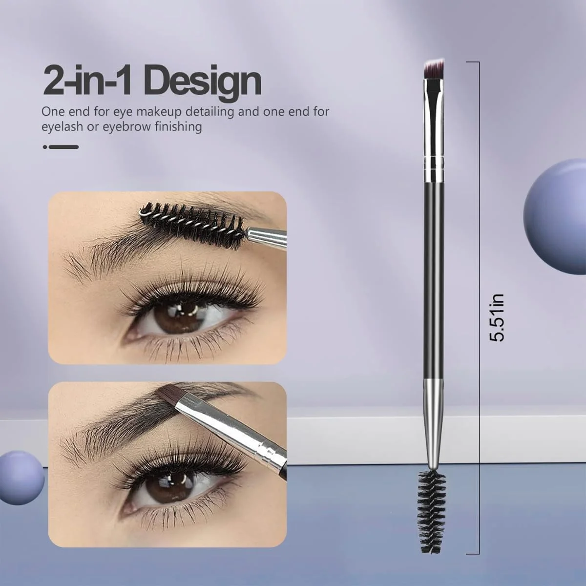 ست برس ابرو و جداکننده مژه - 3 تکه شامل شانه مژه، جداکننده مژه و برس ابرو برای حالت دادن به ابرو و مرتب کردن مژه | ست ابزار آرایش چشم (3 تکه)