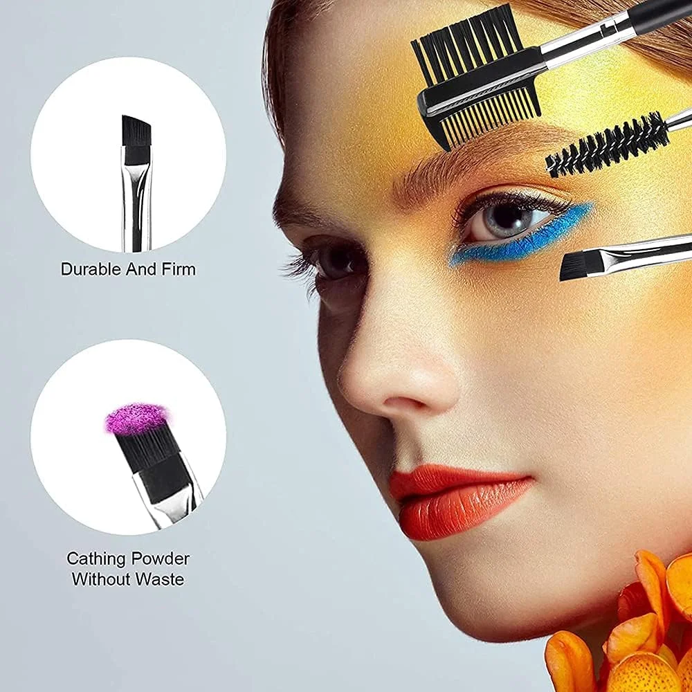 ست برس ابرو و شانه ELECDON، برس های حرفه ای Spoolie، برس ابرو زاویه دار نازک و محکم، کیت برس خط چشم، کاربرد دقیق و ترکیب 2 عددی