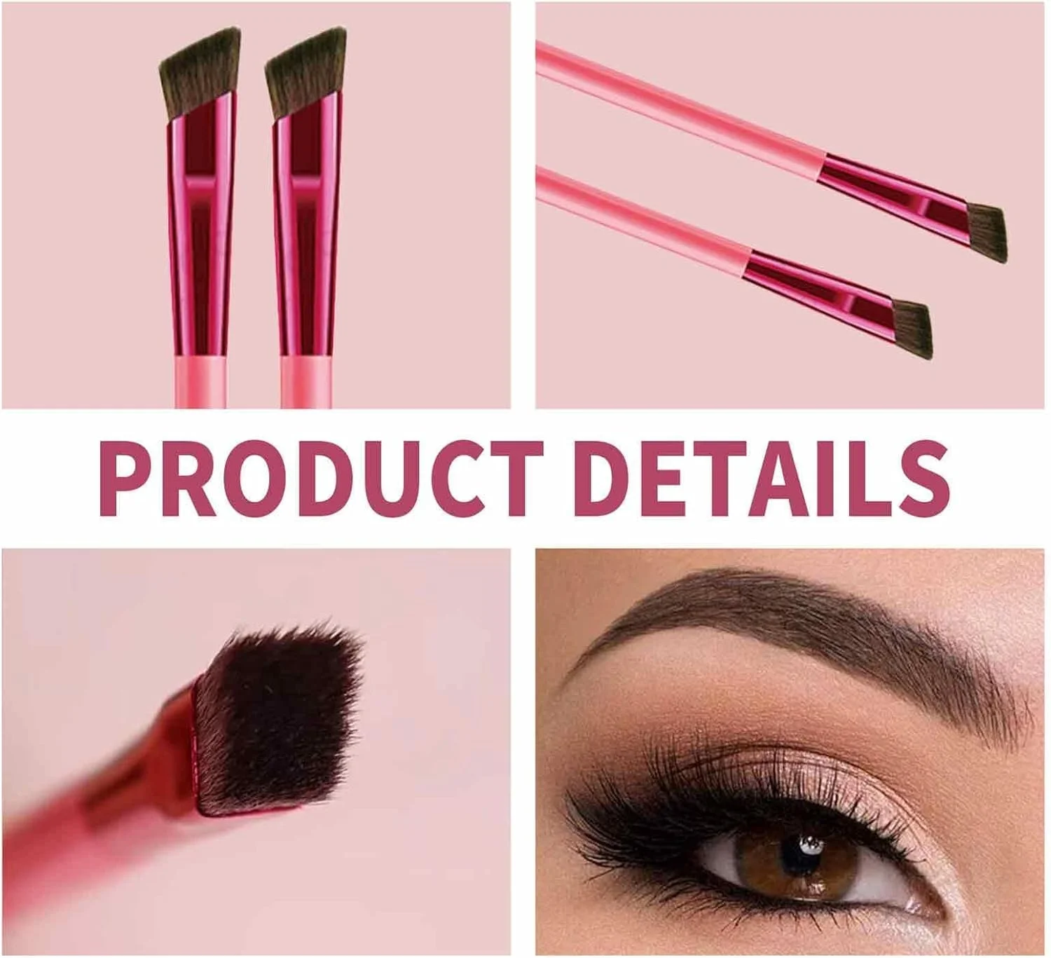 براش ابرو، 2 عدد براش ابرو زاویه دار، براش ابرو و خط چشم، براش حالت دهنده ابرو، براش کانتور کانسیلر ابرو، براش آرایش خط چشم طبیعی برای سایه چشم، ابرو و خط مو