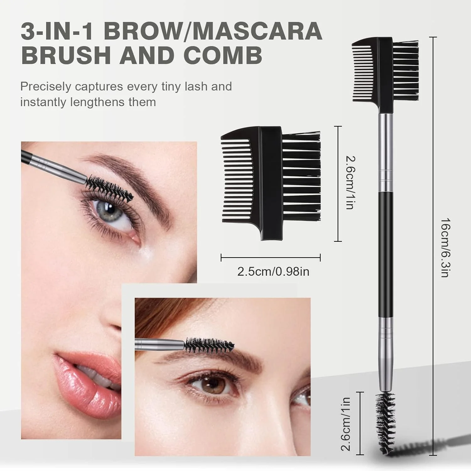 ست برس ابرو 3 عددی، برس جداکننده مژه، شانه دو سر مژه، برس و شانه ابرو، ست برس آرایش ابرو، ابزار آرایش چشم