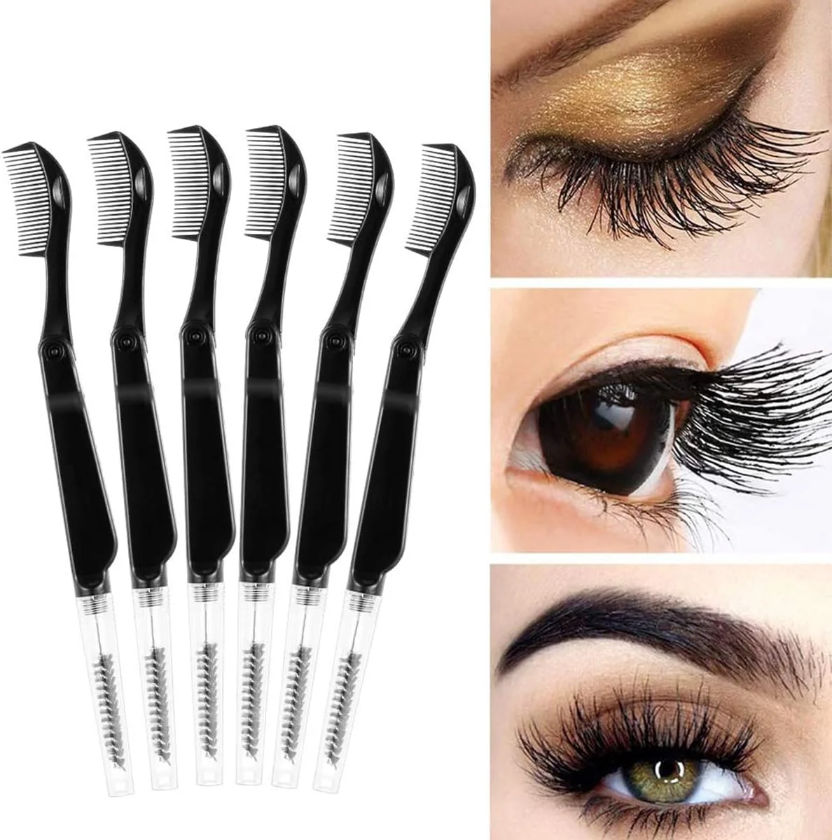 شانه مژه تاشو 6 عددی، شانه ابرو با دندانه جداکننده مژه، برس ابرو ابزار حرفه ای برای حالت دادن به مژه و ابرو شانه مژه تاشو 6 عددی، شانه ابرو با دندانه جداکننده مژه، برس ابرو ابزار حرفه ای برای حالت دادن به مژه و ابرو