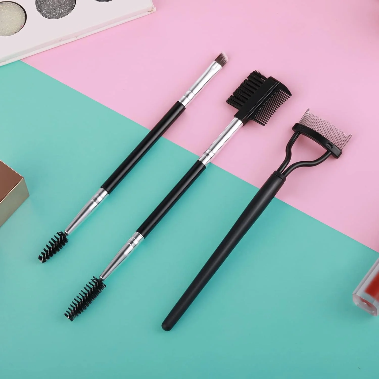 ست برس ابرو 3 عددی، برس جداکننده مژه، شانه دو سر مژه، برس و شانه ابرو، ست برس آرایش ابرو، ابزار آرایش چشم