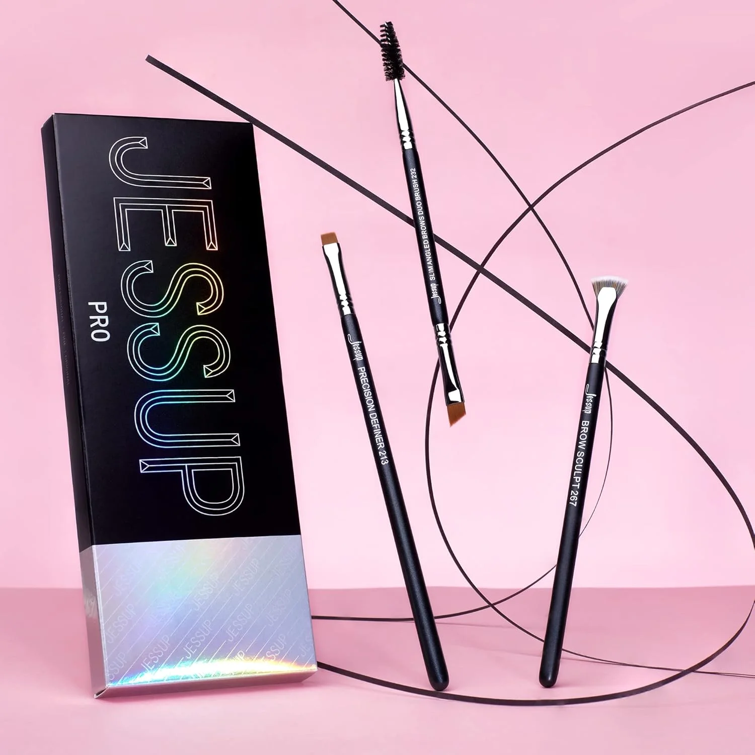 ست براش ابرو 3 عددی Jessup، ست برس آرایشی حرفه ای مشکی نقره ای ممتاز T326 ست براش ابرو 3 عددی Jessup، ست برس آرایشی حرفه ای مشکی نقره ای ممتاز T326