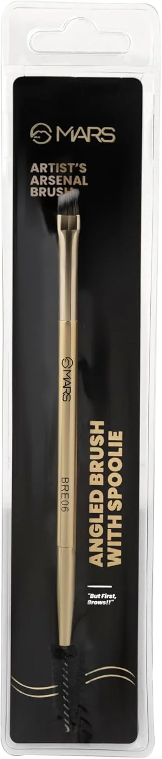 MARS Artist's Arsenal Professional Angled Brush With Spoolie | Feather Soft Touch | Multi-Purpose Brush For Eyes | Precise Synthetic Bristles | Luxe Packaging Makeup Brush (Golden) MARS Artist's Arsenal Professional Angled Brush With Spoolie | Feather Soft Touch | Multi-Purpose Brush For Eyes | Precise Synthetic Bristles | Luxe Packaging Makeup Brush (Golden)