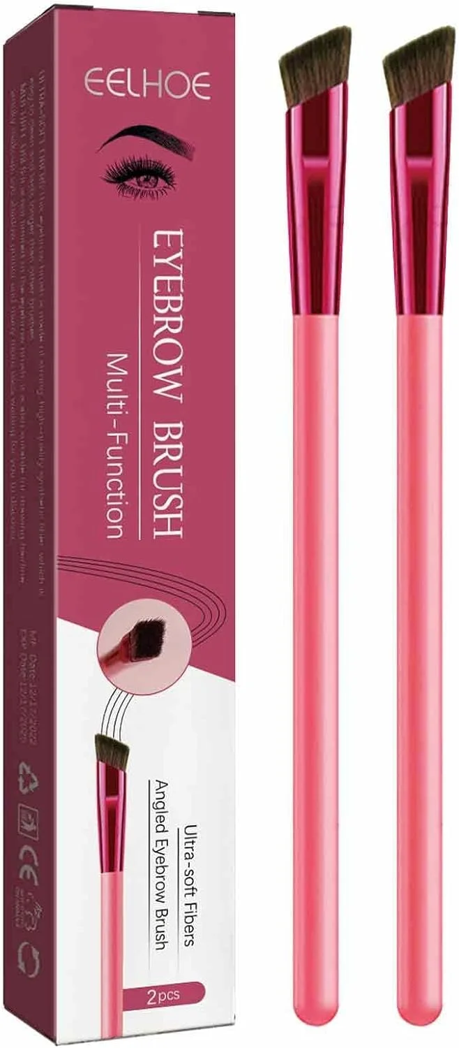 براش ابرو چند منظوره | 2 عدد براش ابرو زاویه دار مربعی، براش کانسیلر ابرو | براش سبک وزن آرایش خط چشم برای پودر، کرم، ژل و...