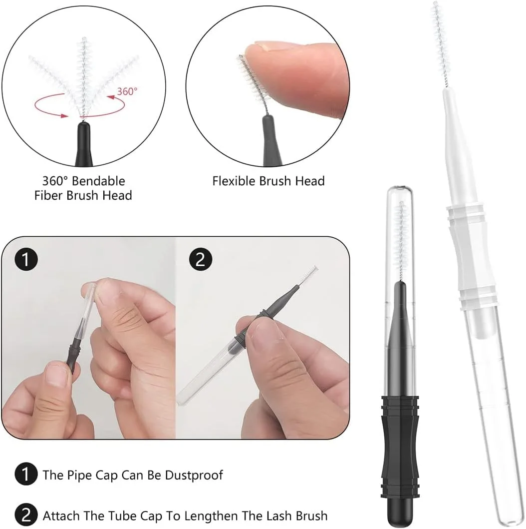 ست برس ابرو چند منظوره - برس میکرو اسپولی، لمینت، برس ریمل مژه برای اکستنشن لیفت مژه و پاکسازی ابرو (سفید، مشکی، 30 عدد)
