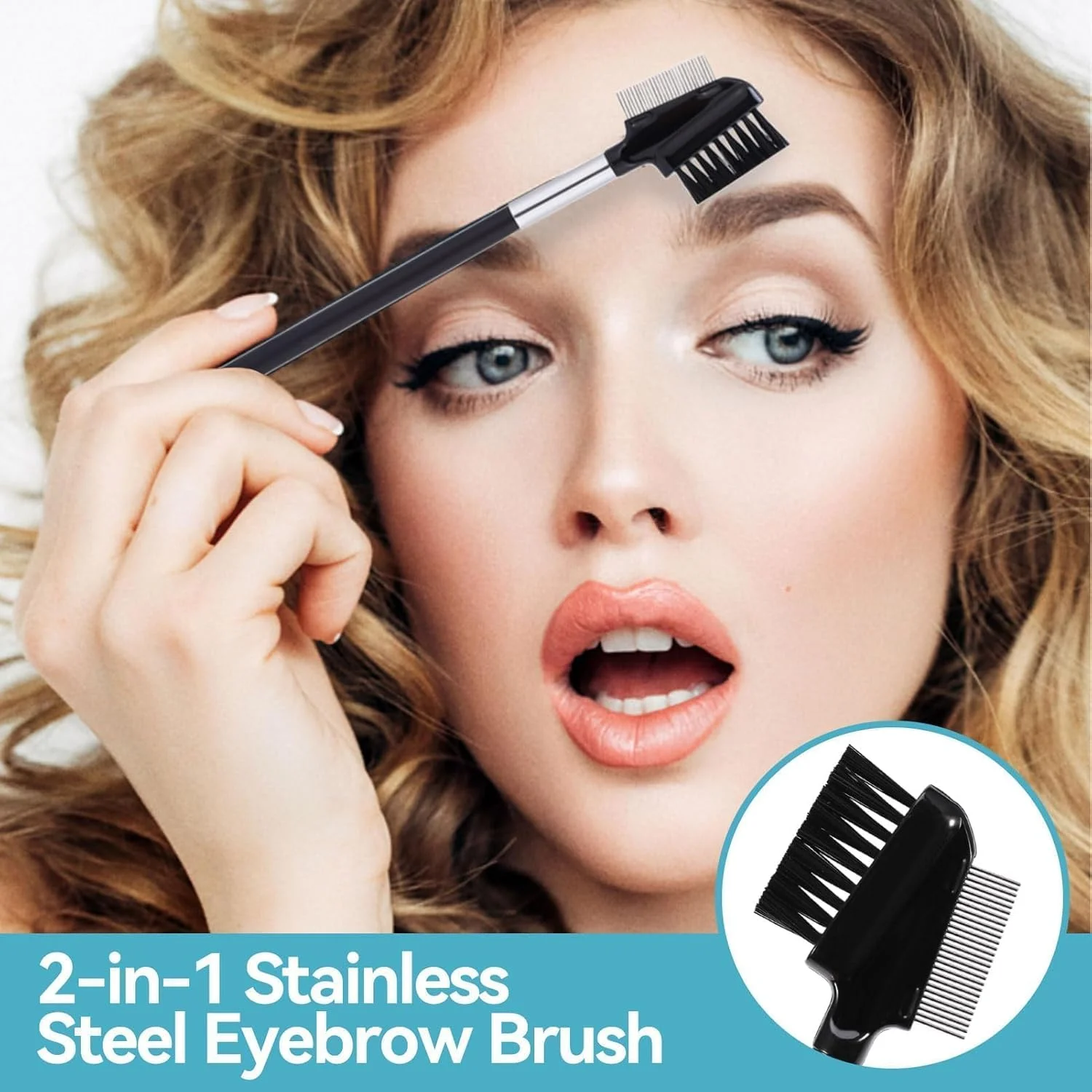 برس آرایشی ابرو، برس شانه مژه دو طرفه استیل ضد زنگ، شانه حالت دهنده مژه و ابرو برای جدا کردن مژه ها، از بین بردن توده های ریمل و مرتب کردن و حالت دادن به ابروها