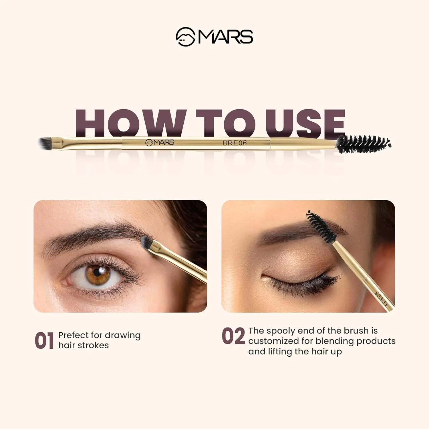 MARS Artist's Arsenal Professional Angled Brush With Spoolie | Feather Soft Touch | Multi-Purpose Brush For Eyes | Precise Synthetic Bristles | Luxe Packaging Makeup Brush (Golden) MARS Artist's Arsenal Professional Angled Brush With Spoolie | Feather Soft Touch | Multi-Purpose Brush For Eyes | Precise Synthetic Bristles | Luxe Packaging Makeup Brush (Golden)