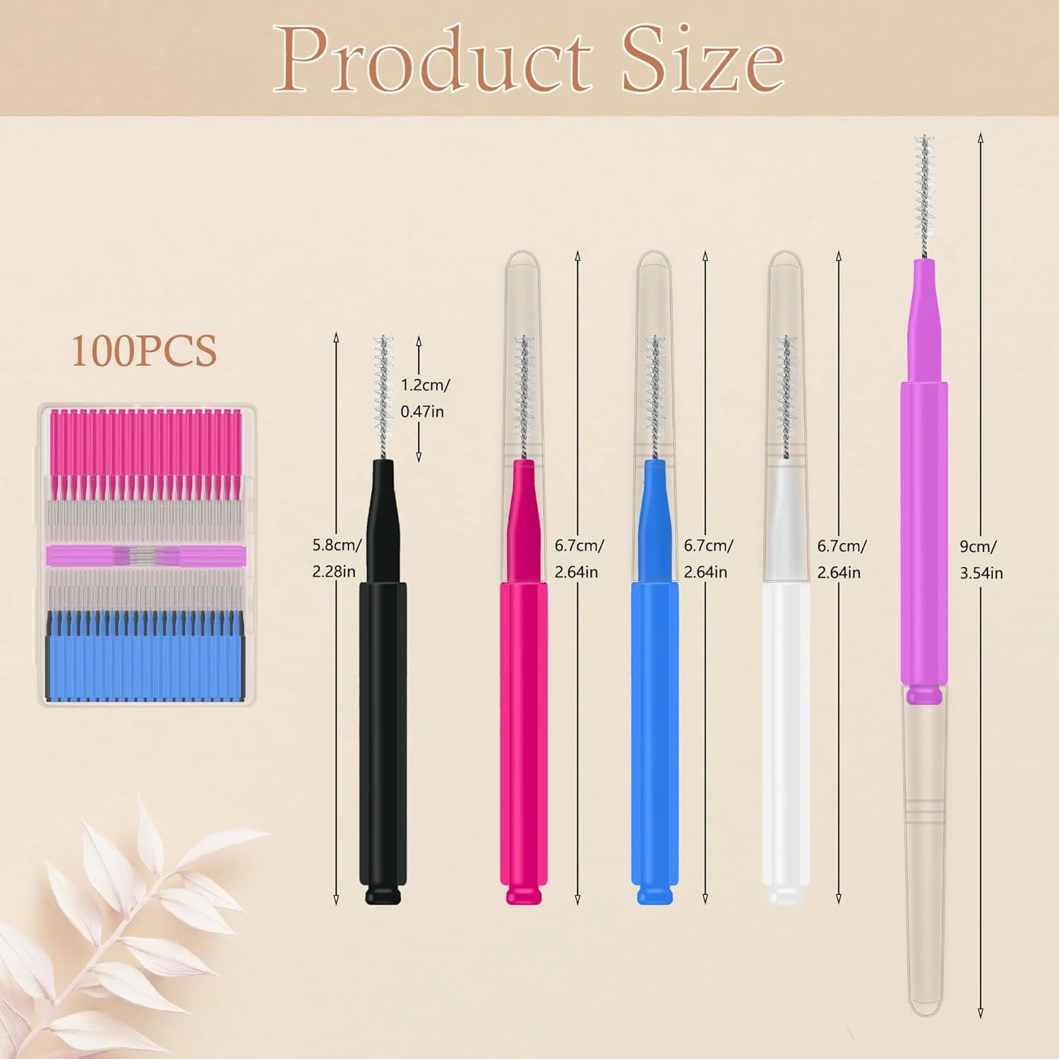 MIJAYENV برس ابرو برای لمینت ابرو 100 عددی، برس میکرویی ابرو با درپوش، میکرو براش برای لمینت ابرو، برس کوچک قابل حمل برای اکستنشن ابرو (5 رنگ)