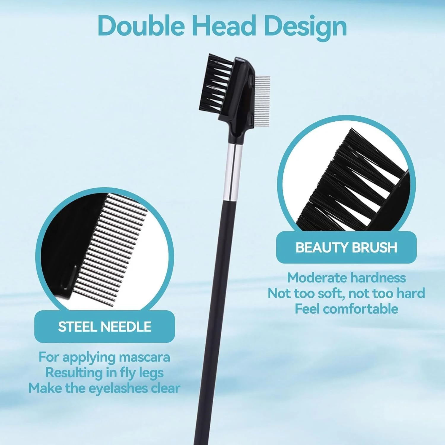 برس آرایشی ابرو، برس شانه مژه دو طرفه استیل ضد زنگ، شانه حالت دهنده مژه و ابرو برای جدا کردن مژه ها، از بین بردن توده های ریمل و مرتب کردن و حالت دادن به ابروها