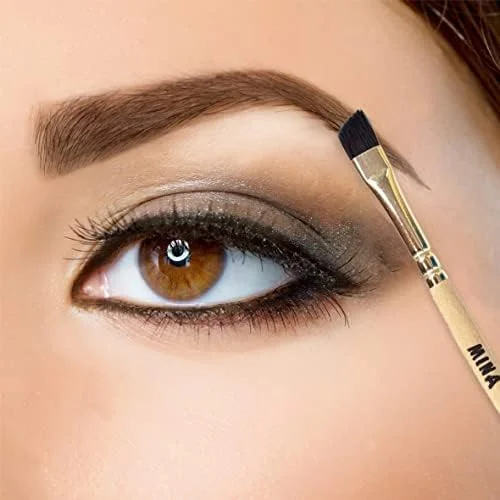 براش ابرو مینای ابرو مینا آی برو دوئو ریمل | براش زاویه دار ابرو و براش اسپولی با کیفیت عالی برای پماد ابرو، حنا، خط چشم، حالت دهنده، وکس، لمینت، رنگ و آرایش