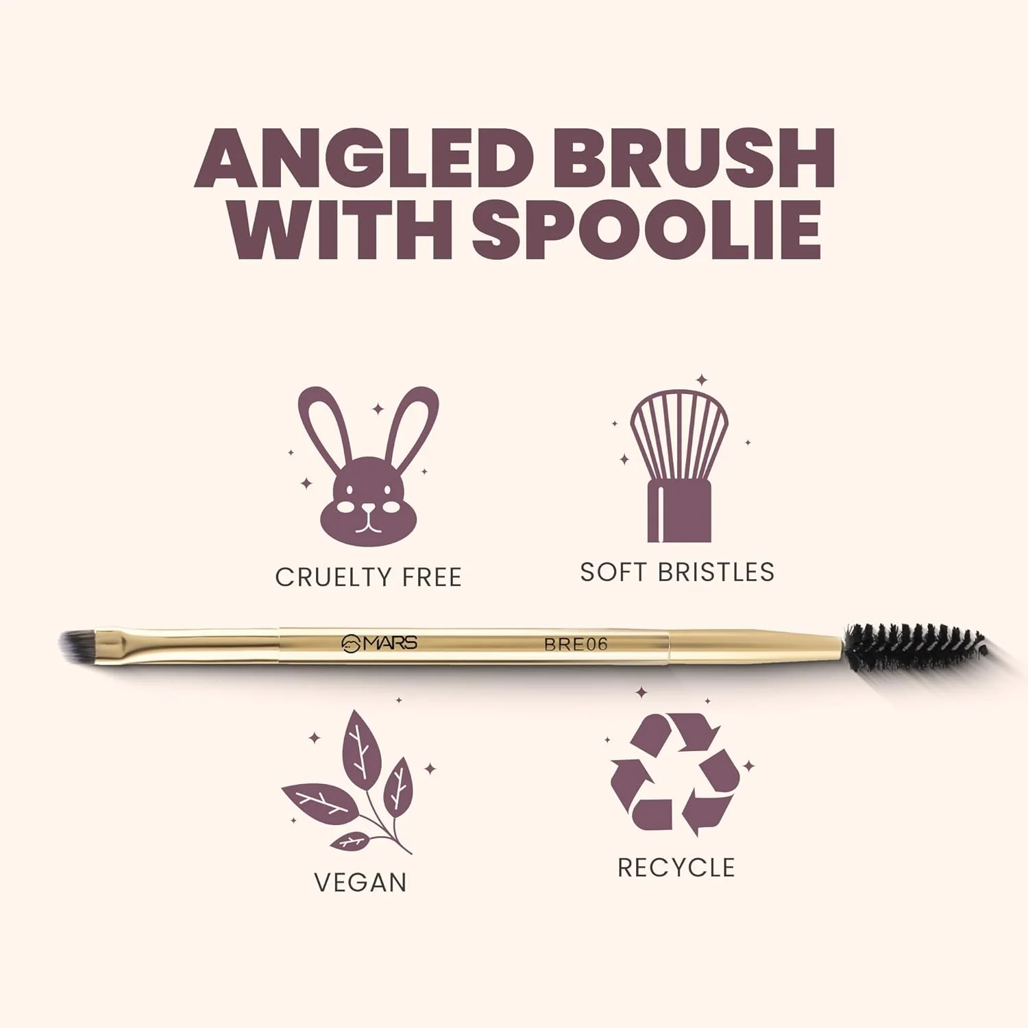 MARS Artist's Arsenal Professional Angled Brush With Spoolie | Feather Soft Touch | Multi-Purpose Brush For Eyes | Precise Synthetic Bristles | Luxe Packaging Makeup Brush (Golden) MARS Artist's Arsenal Professional Angled Brush With Spoolie | Feather Soft Touch | Multi-Purpose Brush For Eyes | Precise Synthetic Bristles | Luxe Packaging Makeup Brush (Golden)