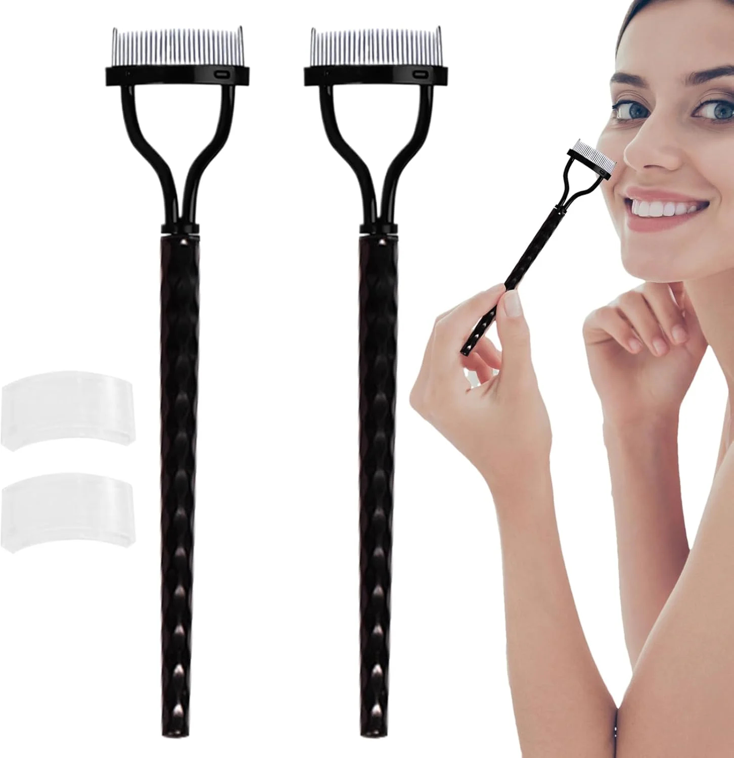 شانه ریمل، بسته 2 عددی شانه جداکننده مژه با دندانه های فلزی به همراه پوشش | شانه حالت دهنده، برس ابرو ابزار آرایشی، لوازم آرایش برای خانم ها شانه ریمل، بسته 2 عددی شانه جداکننده مژه با دندانه های فلزی به همراه پوشش | شانه حالت دهنده، برس ابرو ابزار آرایشی، لوازم آرایش برای خانم ها