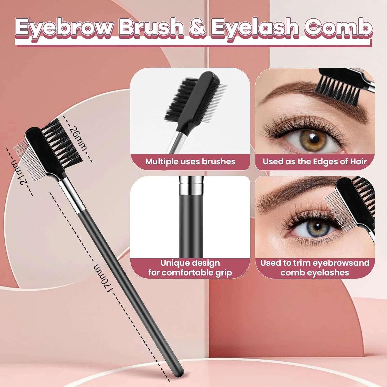 شانه ابرو و مژه استارت میکرز، ست 6 عددی شامل برس جدا کننده مژه تاشو، برس ریمل، فر مژه و برس های آرایش چشم، ست حرفه ای آرایش