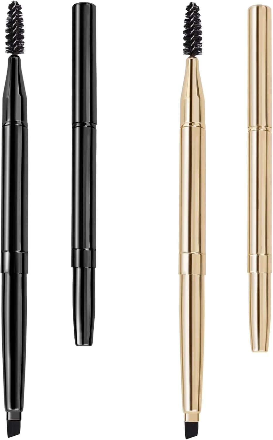 براش ابرو Unaone - 2 عدد براش ابرو زاویه دار دو طرفه جمع شونده برای شکل دادن و پر کردن ابروها، برس اسپولی برای ابروها یا مژه ها، مشکی و طلایی براش ابرو Unaone - 2 عدد براش ابرو زاویه دار دو طرفه جمع شونده برای شکل دادن و پر کردن ابروها، برس اسپولی برای ابروها یا مژه ها، مشکی و طلایی