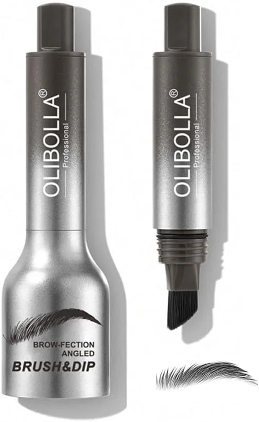 قلم هاشور ابرو میکرو بلیدینگ Brow-Fection ارتقا یافته با برس زاویه دار - قلم موی مایع و دیپ، رنگ ضد آب، کانتورینگ برای ایجاد خطوط مویی واقعی (01 خاکستری تیره)