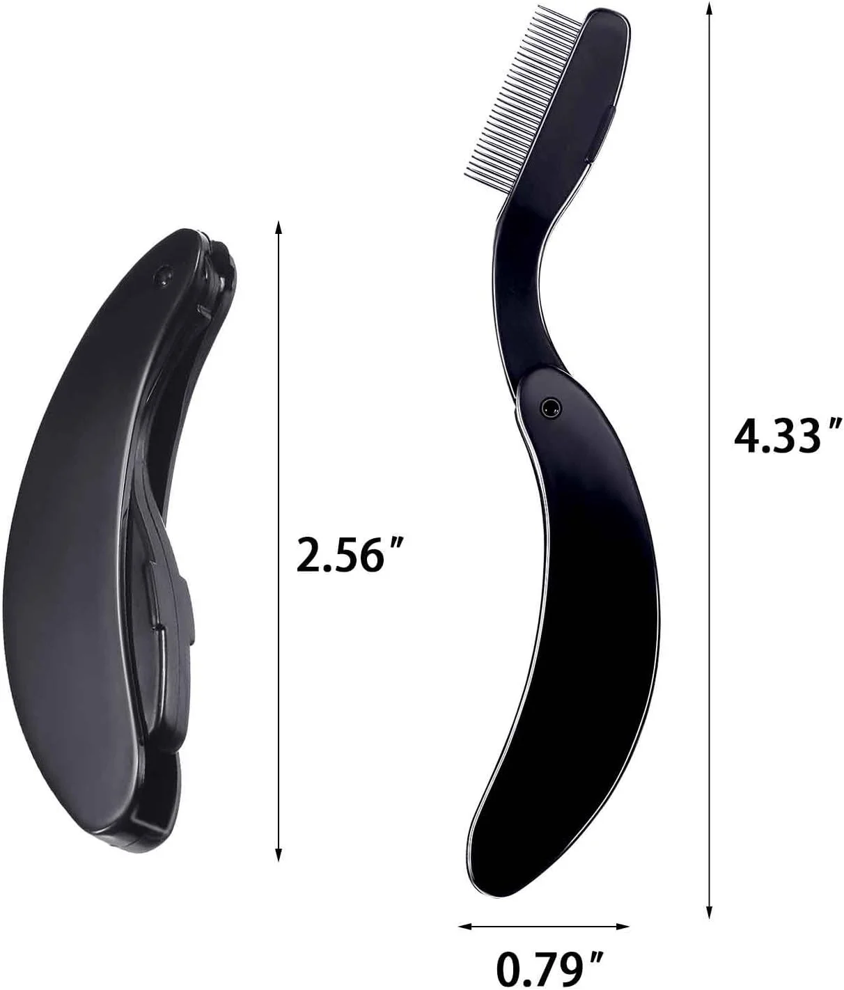 شانه مژه تاشو TecUnite، بسته 4 عددی، شانه ابرو با دندانه های استیل ضد زنگ، برس آرایشی مژه و ابرو (مشکی)